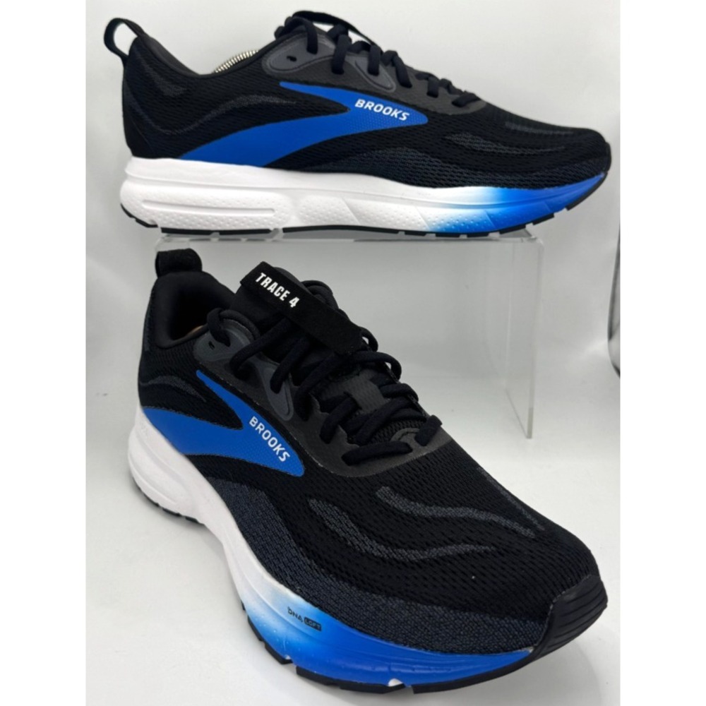 Brooks Trace 4 1104521D079 Sneakers Men's 10 Black and Cobalt Blue Running Shoes